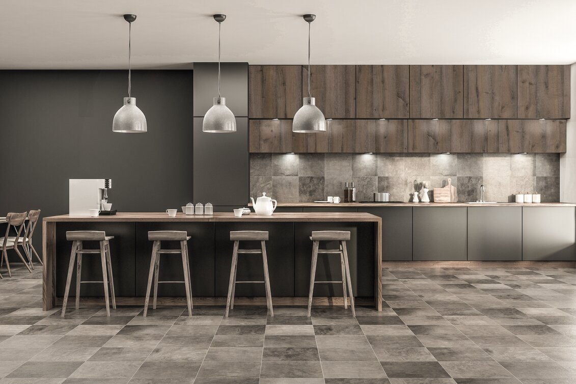 Kombinace dekorů: OPTIBOARD 2166 OM/PE Šedá Basalt a K4445 HO Dub Lord