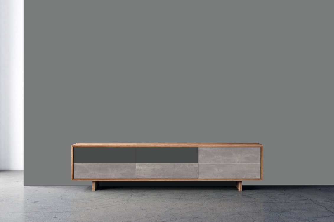 Kombinace dekorů: OPTIBOARD 2166 OM/PE Šedá Basalt a 44375 DP Beton šedý